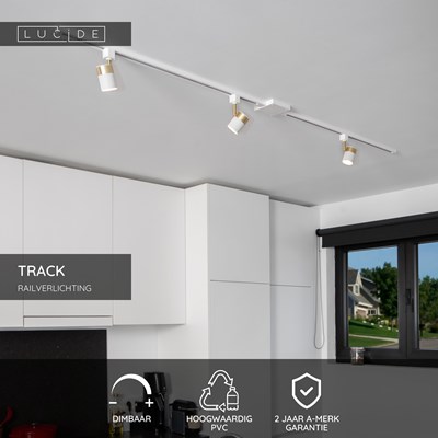 Lucide TRACK Startvoeding - 1-fase railsysteem / Railverlichting - Dubbel - Wit (Uitbreiding)